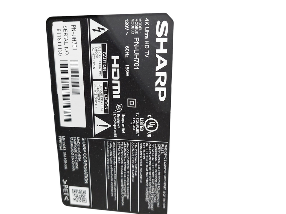 Sharp 4K Ultra HD 70" TV PN-UH701