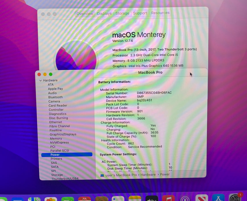 Apple MacBook Pro 13" 2017 i5-7360U 8GB RAM 256GB SSD No Power Adapter READ!