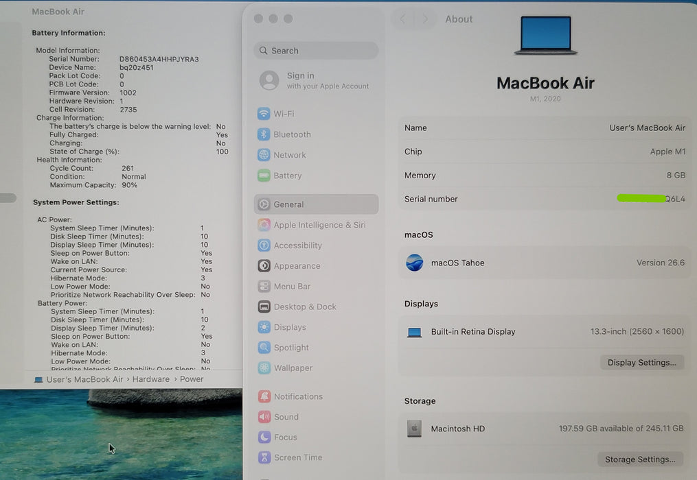 Apple MacBook Air 13.3" 2020 A2337 M1 8GB RAM 256GB SSD NO ADAPTER