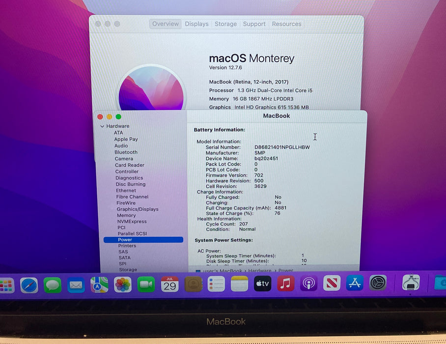 Apple MacBook Retina 12" 2017 i5-7Y54 16GB RAM 512GB SSD No Power Adapter