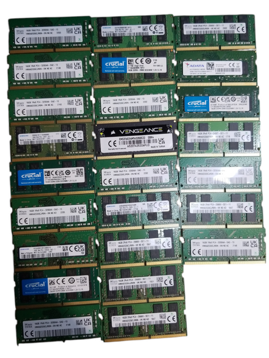 Lot of 65x, Assorted 16GB DDR4 SODIMM Laptop RAM