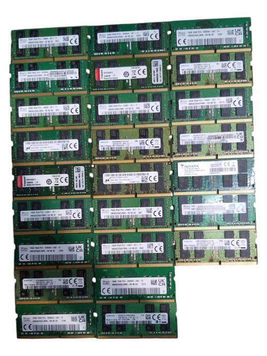 Lot of 65x, Assorted 16GB DDR4 SODIMM Laptop RAM