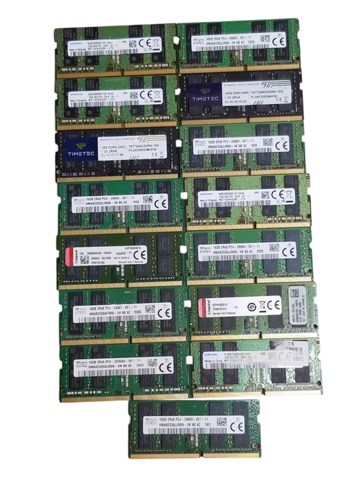 Lot of 65x, Assorted 16GB DDR4 SODIMM Laptop RAM