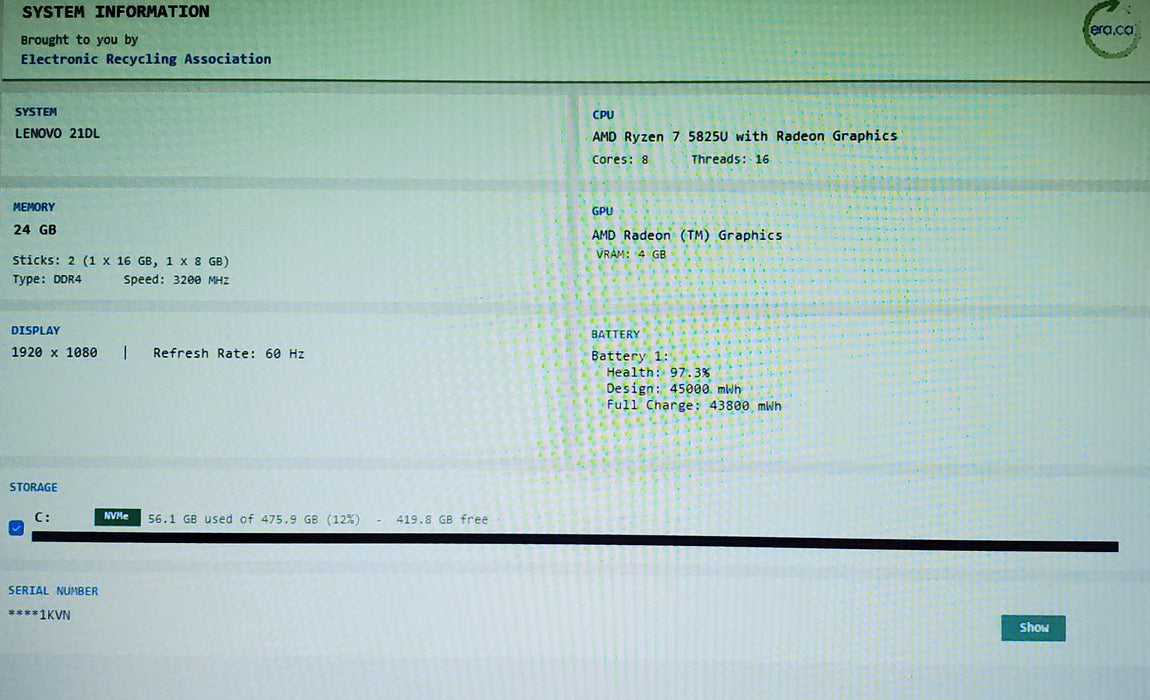 Lenovo ThinkBook 15 G4 ABA - Ryzen 7 5825U 24GB RAM 512GB SSD