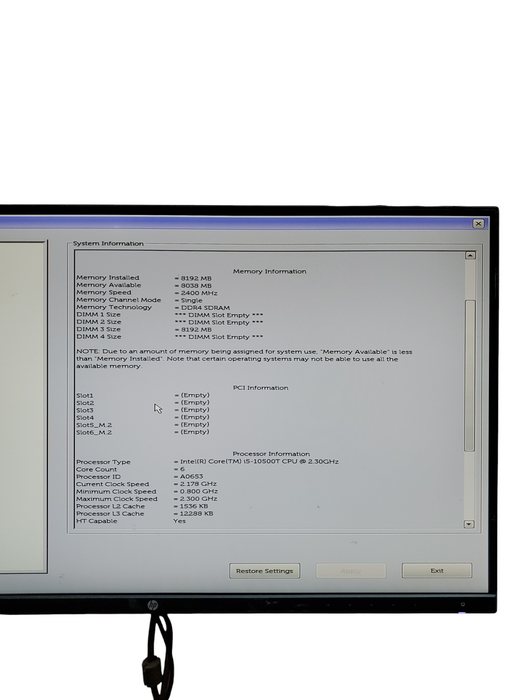Dell OptiPlex 5080 tower Desktop Intel i5-10500T 3.10GHz 8GB RAM NO-HDD/SSD