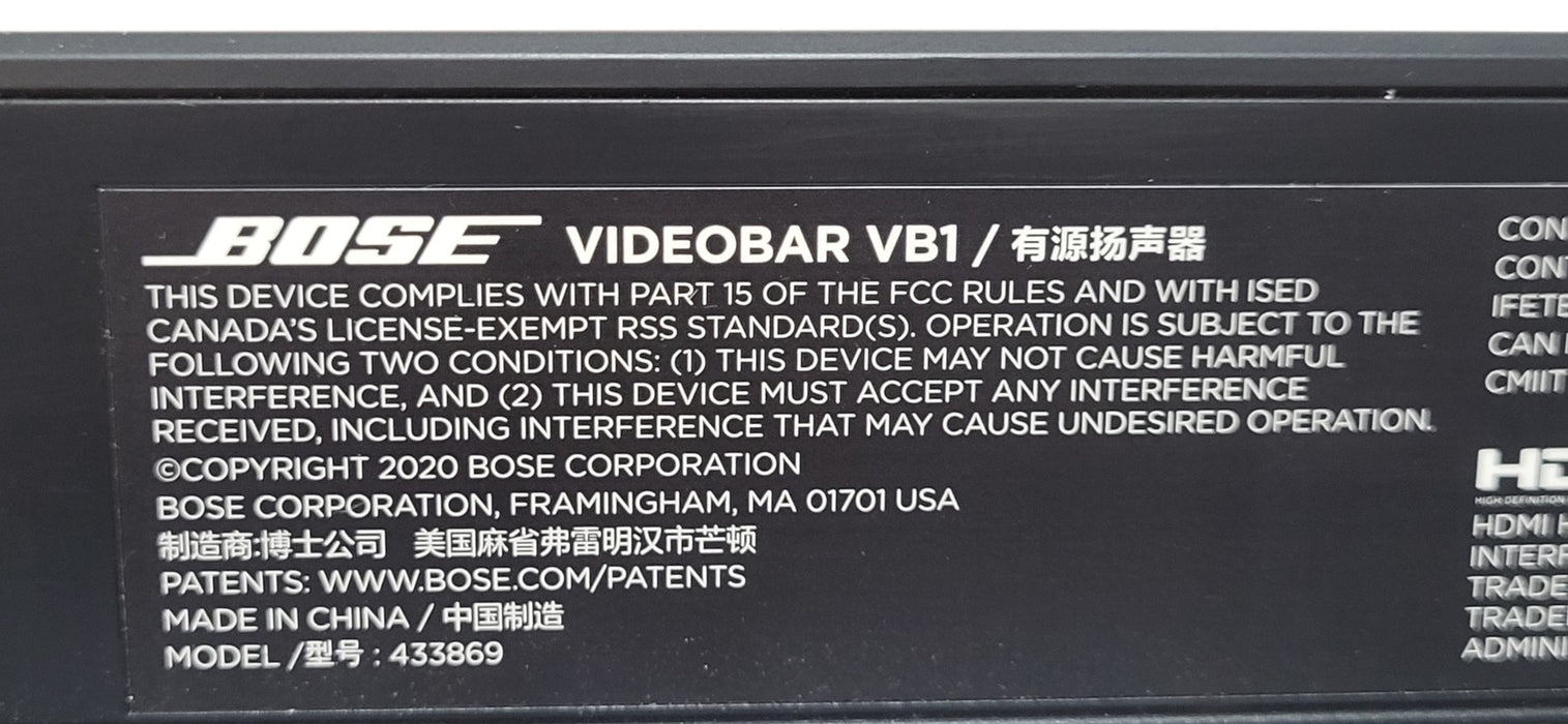 Bose Videobar VB1 Video Conferencing Sound Bar 433869