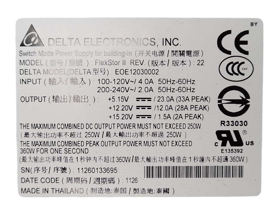 Lot of 2x DELTA EOE13030294 SWITCH MODE POWER SUPPLY