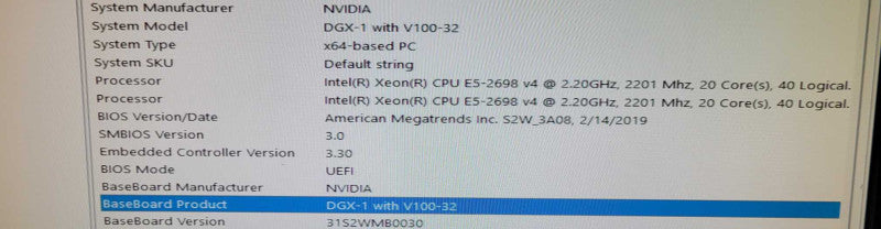 nvidia DGX DGX-1 AI server 8x V100 32GB SXM2  2x E5-2698V4 512GB RAM 3x 1TB