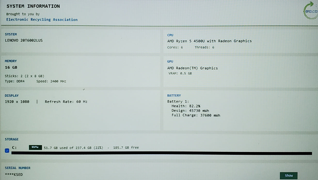 Lenovo ThinkPad E14 Gen 2 AMD Ryzen 5 4500U 16GB RAM 256GB SSD