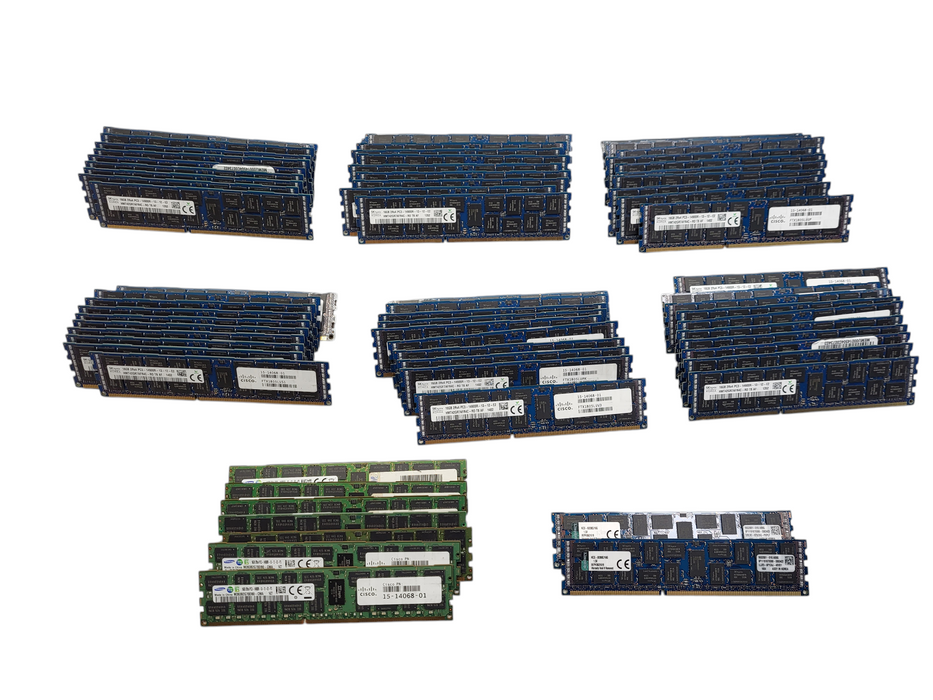 Lot of 69x Samsung/SK Hynix/Kingston 16GB 2Rx4 PC3-14900R Server Memory
