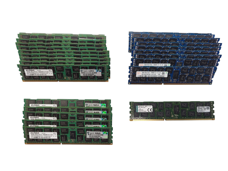 Lot of 25x Various brands 16GB 2Rx4 PC3L-10600R Server Memory