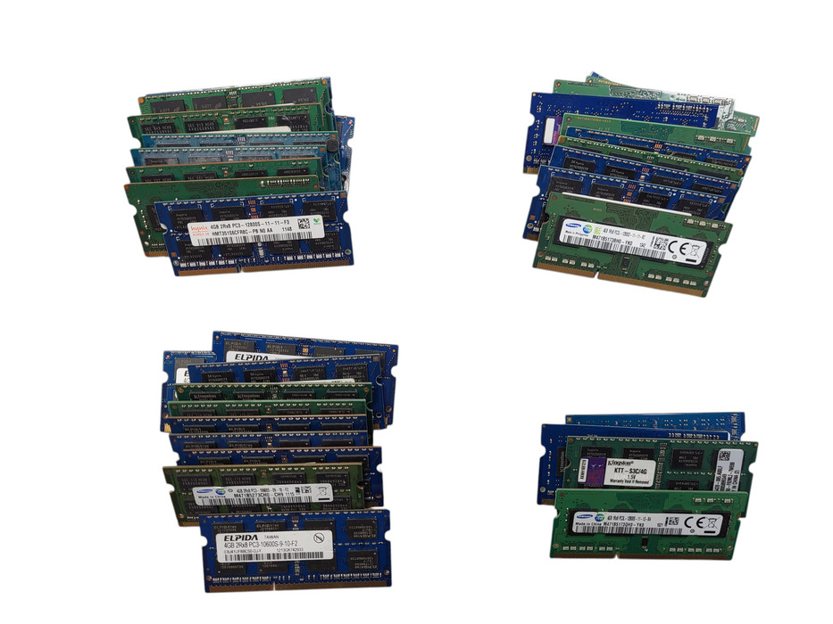Lot of 35x Various brands 4GB PC3/PC3L SODIMM Laptop memory
