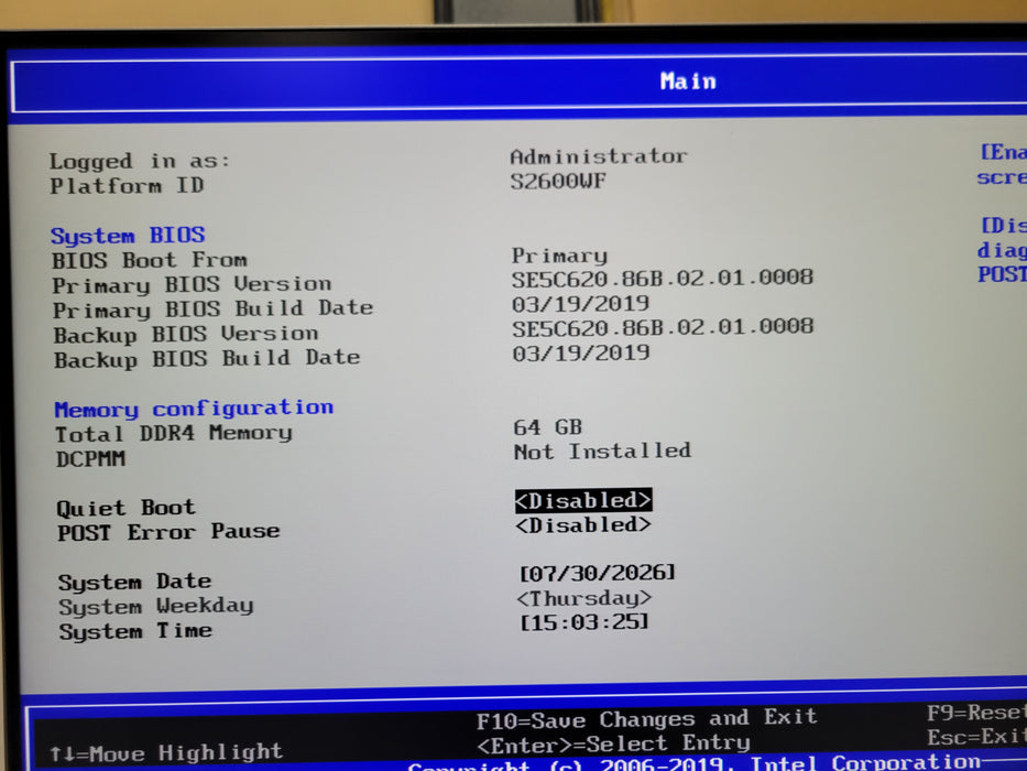 Intel Server S2600WF 2U, 2x Xeon Gold 6134 3.20GHz, 64GB DDR4, 1x PSU, 8x 3.5"