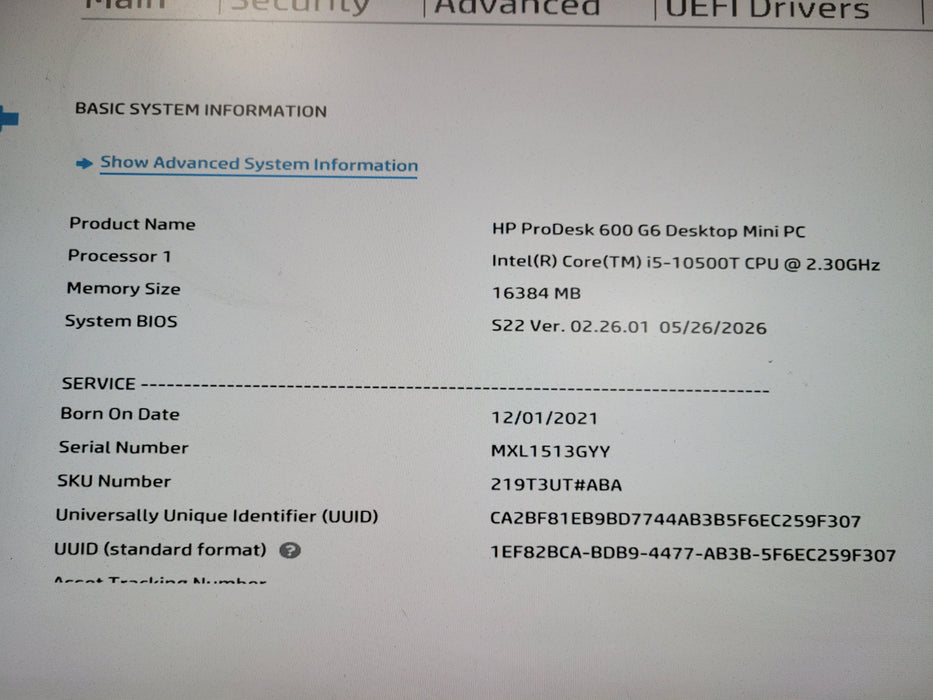 HP PRODesk 600 G6 mini PC Intel Core i5-10500T 16GB RAM 256GB NVMe SSD