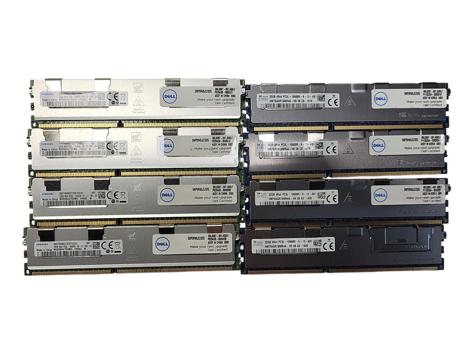 Lot of 8x Samsung/SK Hynix 16GB 2Rx4 PC3L-10600R