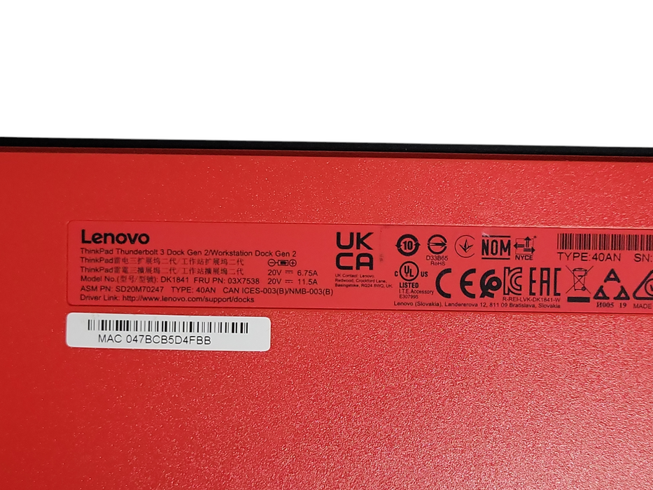 Lenovo ThinkPad Thunderbolt 3 Dock Gen 2/Workstation Dock Gen 2 DK1841 40AN