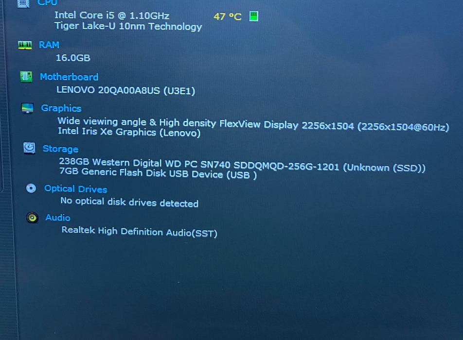 Lenovo ThinkPad X1 Titanium Gen 1 TOUCH Core i5-1130G7 1.1GHz 16GB RAM 256GB SSD