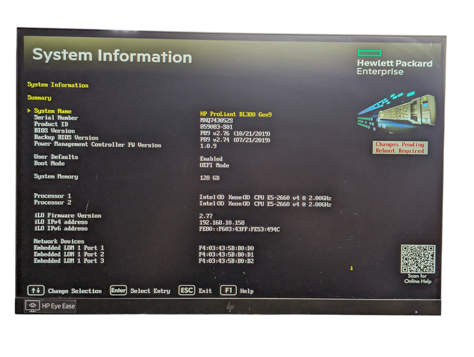 HPE Proliant DL380 G9 2x Xeon E5-2660 v4 128GB RAM Smart Array P440ar RAID
