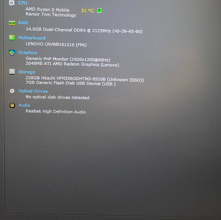 Lenovo ThinkBook 13s G2 ARE AMD Ryzen 5 4600U 16GB RAM 256GB SSD READ