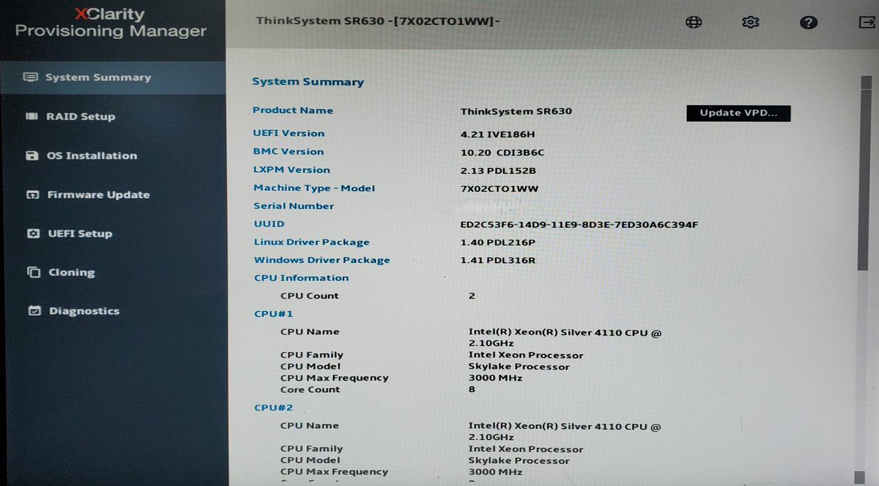 Lenovo ThinkSystem SR630 - 2x Xeon Silver 4110, 64GB DDR4, 930-8i - No HDD