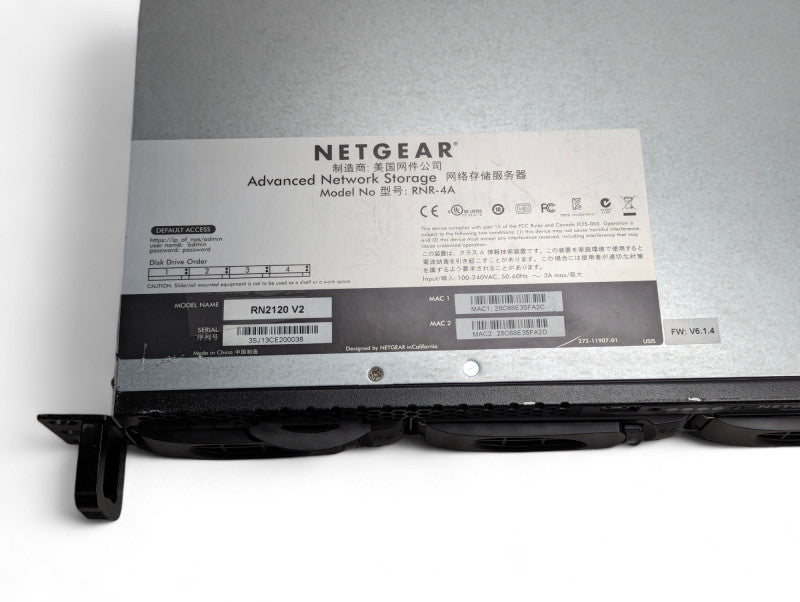 NETGEAR ReadyNAS RNR-4A RN2120 V2 with 2x 3TB HDD -