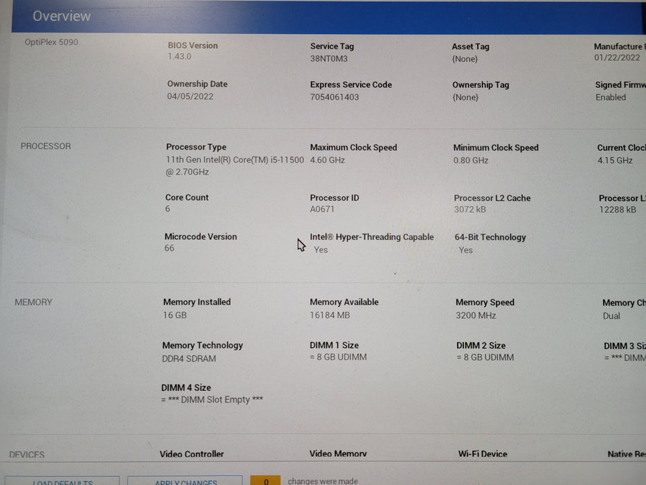 Dell OptiPlex 5090 | i5-11500 @2.70GHz, 16GB DDR4, 256GB NVMe