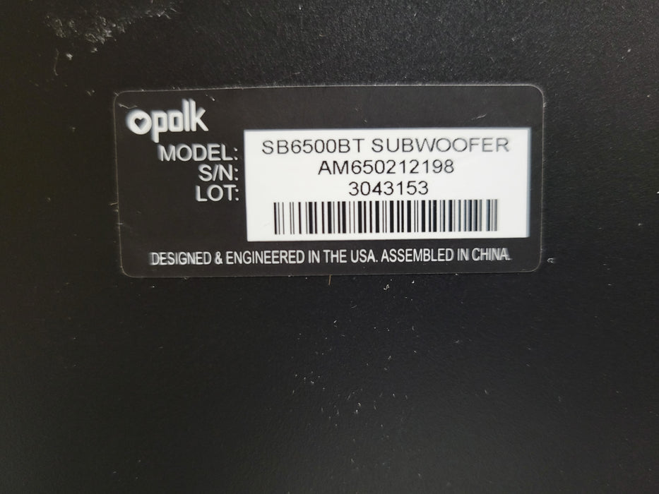 Polk SB6500BT Subwoofer, READ