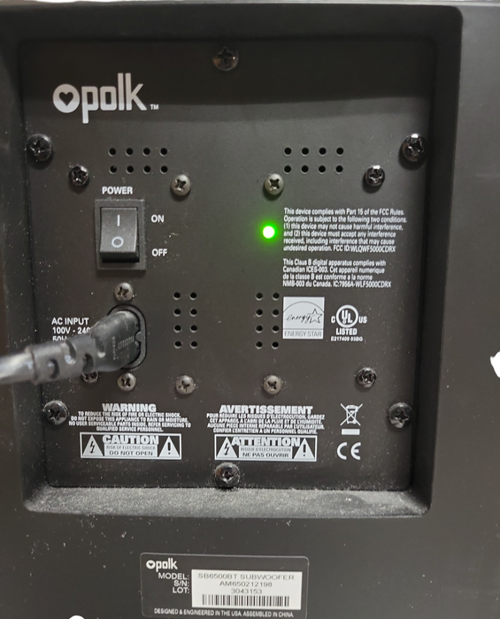 Polk SB6500BT Subwoofer, READ