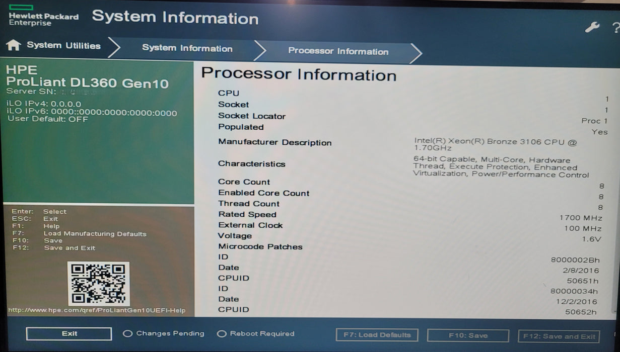 HPE ProLiant DL360 Gen10 | Xeon Bronze 3106 @1.70GHz 16GBDDR4 | NO HDD