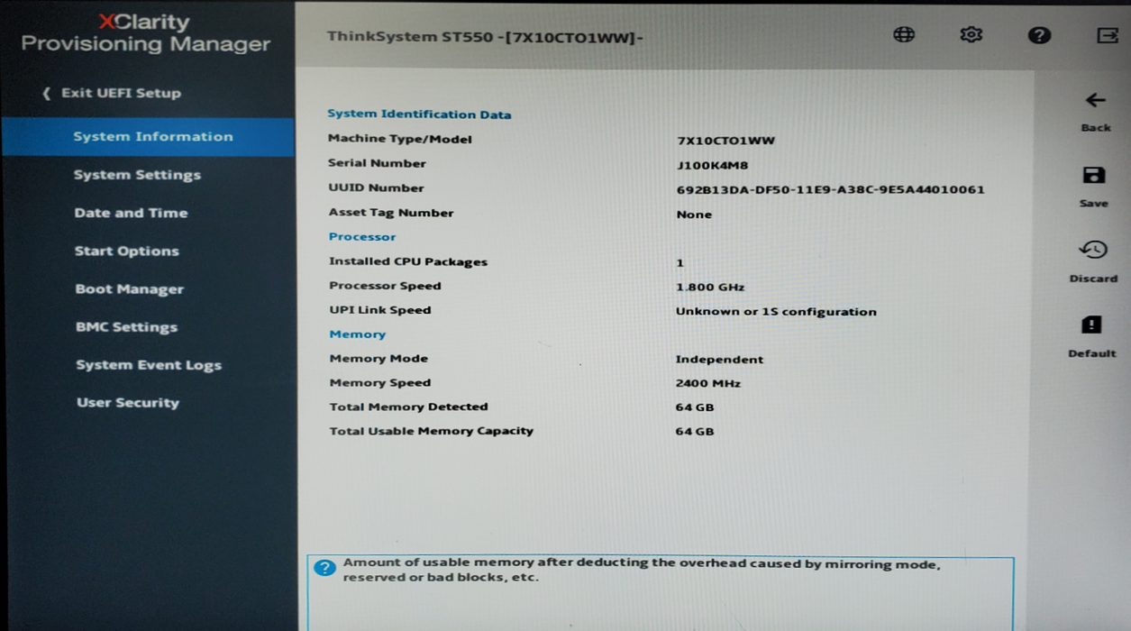 Lenovo ThinkSystem ST550 - 1x Xeon Silver 4108, 64GB DDR4, 930-8i - No HDD