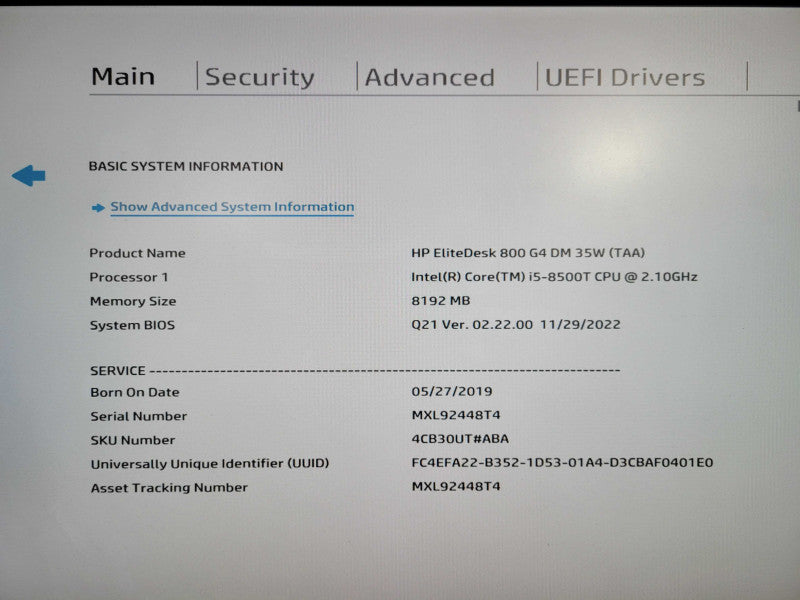 HP EliteDesk 800 G4 USFF | i5-8500T @ 2.10GHz 6C, 8GB DDR4, 256GB NVMe Q!