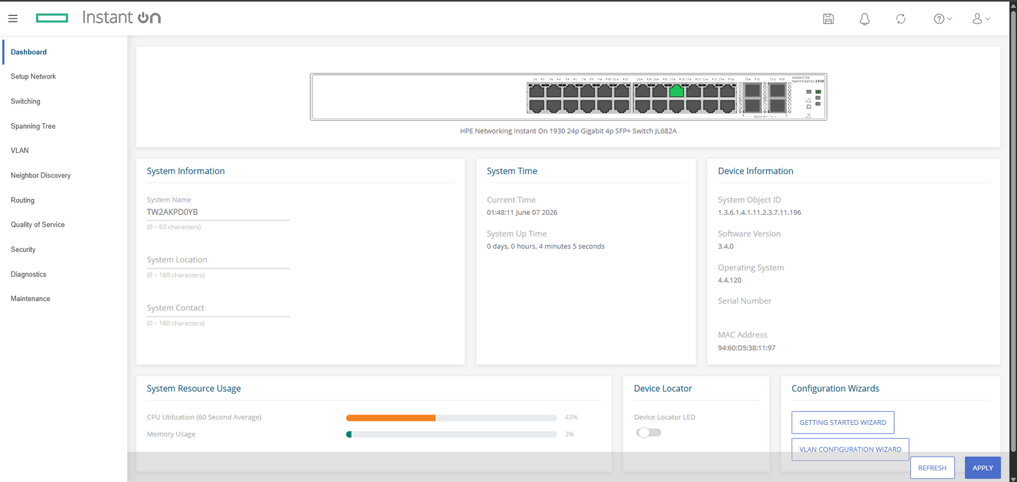 HPE Networking Instant On 1930 24G 4SFP/SFP+ Switch JL682A