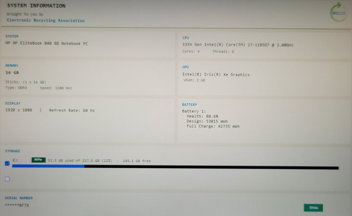 HP EliteBook 840 G8 14" i7-1185G7 16GB DDR4 256GB NVMe