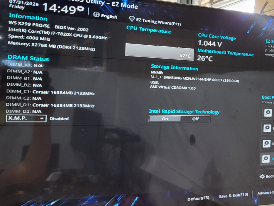 ASUS X299 Pro/SE workstation i7-7820X |32GB DDR4|P620| RAID |10GbE |850w|24-Bay