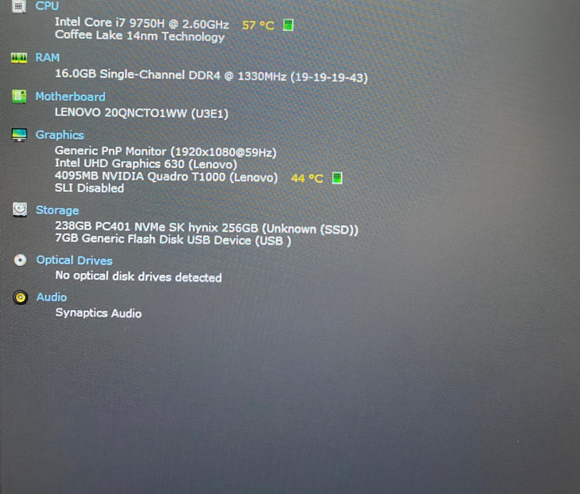 Lenovo ThinkPad P53 Core i7-9750H 2.6GHz QUADRO T1000 4GB GPU 16GB RAM 256GB SSD
