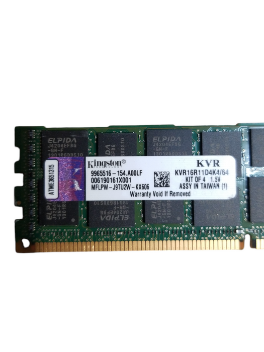 Kingston 64GB 4x16GB DDR3 ECC RDIMM  KVR16R11D4K4/64