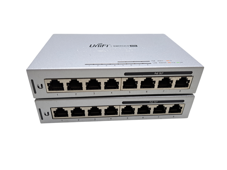 Lot of 2x Ubiquiti UniFi US-8-60W 8-Port Gigabit PoE Switch *READ*