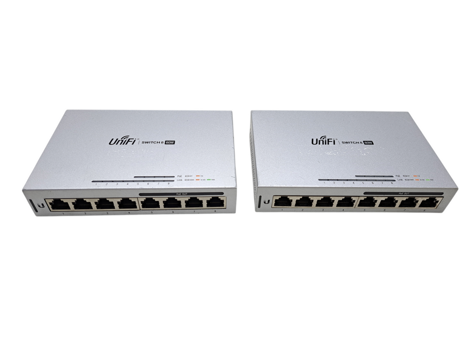 Lot of 2x Ubiquiti UniFi US-8-60W 8-Port Gigabit PoE Switch *READ*