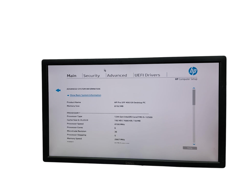 HP Pro SFF 400 G9 12th Gen i5 - 12500 8GB DDR4 Ram No HDD