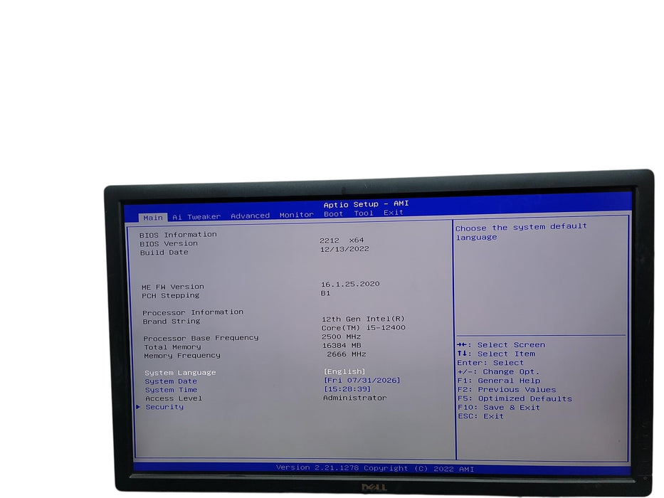 ASUS PC Core i5 - 12400 16GB DDR4 Ram No HDD