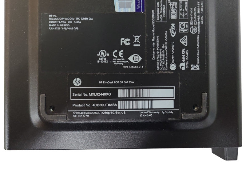 HP EliteDesk 800 G4 DM, i5-8500T 2.1GHz 6C, 8GB DDR4, 256GB Nvme, WiFi w/ PWR Q