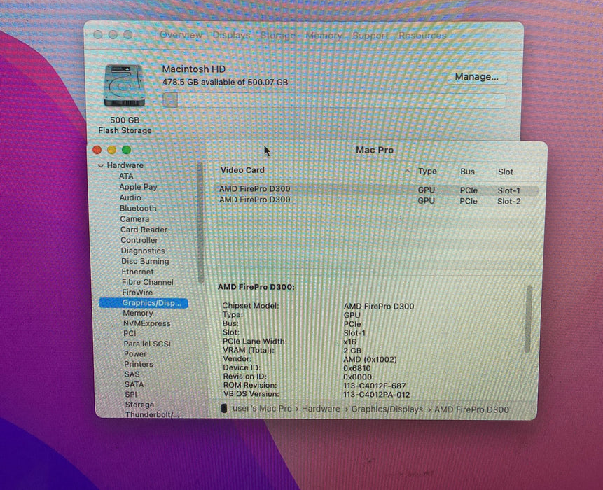 Apple Mac Pro Late 2013 XEON E5-1650 v2 2x AMD FirePro D300 32GB RAM 512GB SSD