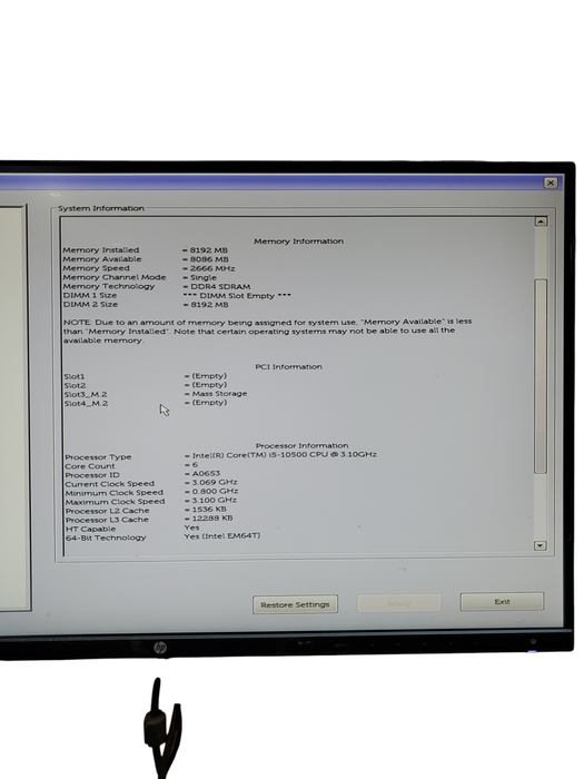 Dell OptiPlex 3080 SFF Intel Core i5-10500 @3.1GHz 8GB DDR4 RAM, NO SSD/HDD