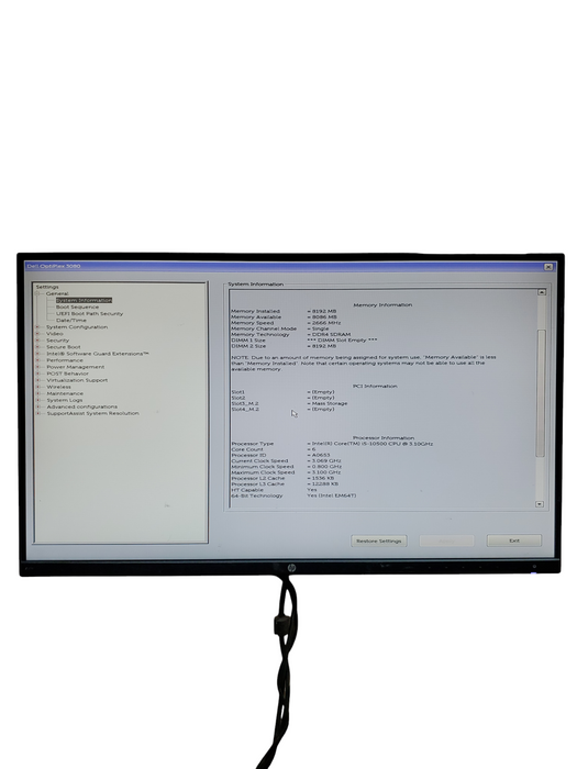 Dell OptiPlex 3080 SFF Intel Core i5-10500 @3.1GHz 8GB DDR4 RAM, NO SSD/HDD