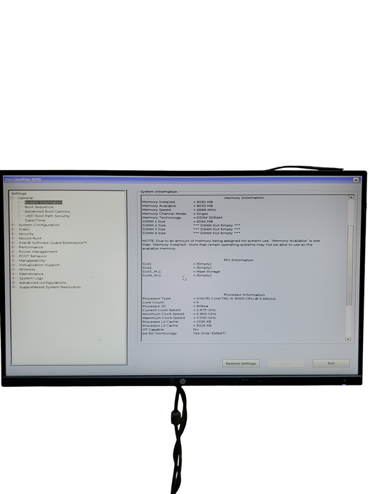 Dell OptiPlex 5070 SFF Desktop i5-9500 3.00GHz 16GB RAM NO-HDD/SSD