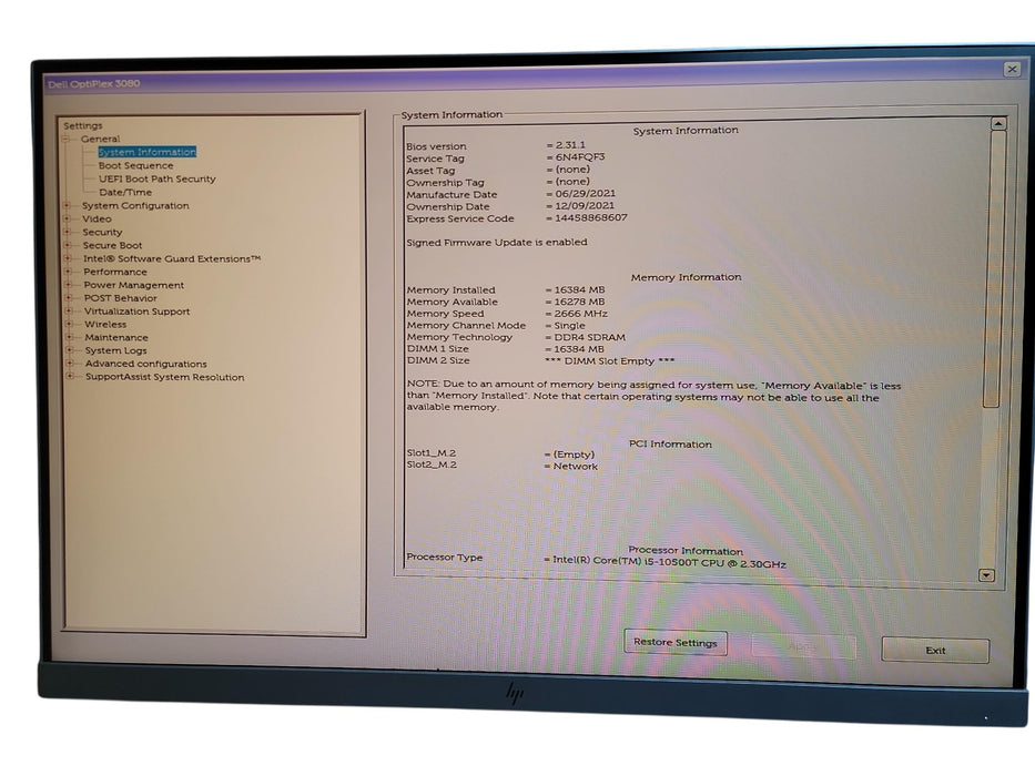 Dell Optiplex 3080 Micro i5 - 10500T @ 2.30GHz 16GB DDR4 Ram No HDD