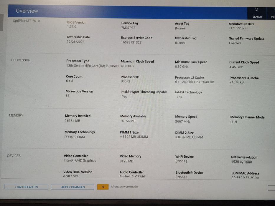 Dell OptiPlex 7010 SFF, 13th Gen Intel i5-13500 CPU, 16GB RAM - 256GB NVMe