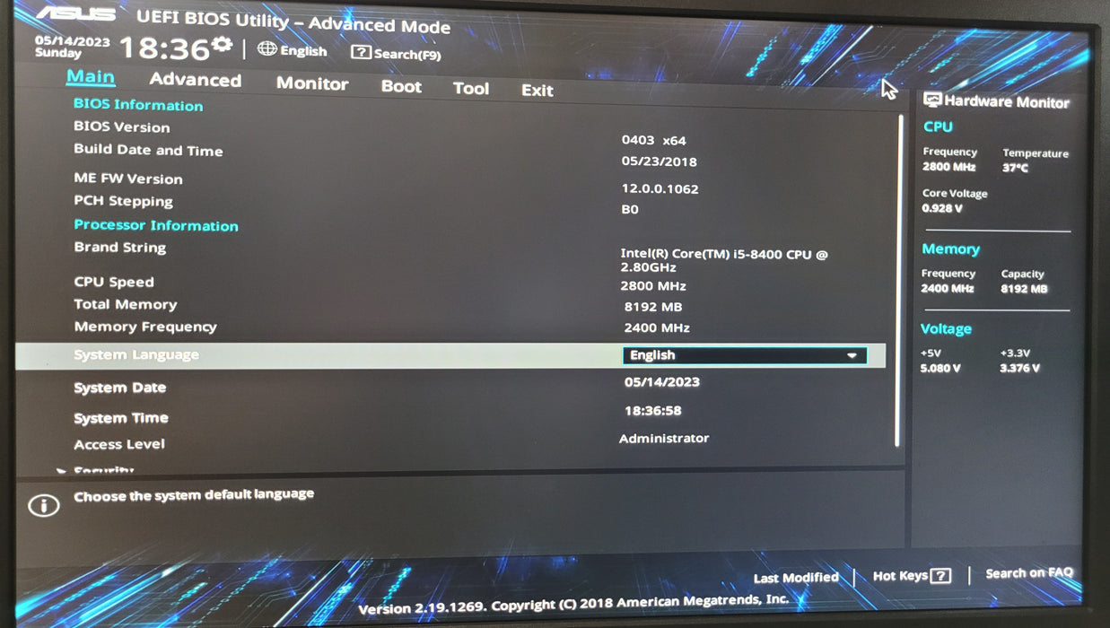 ASUS VivoMini VC66-C Mini Desktop PC i5-8400 6-Core 8GB RAM 1TB SSD WiFi BT