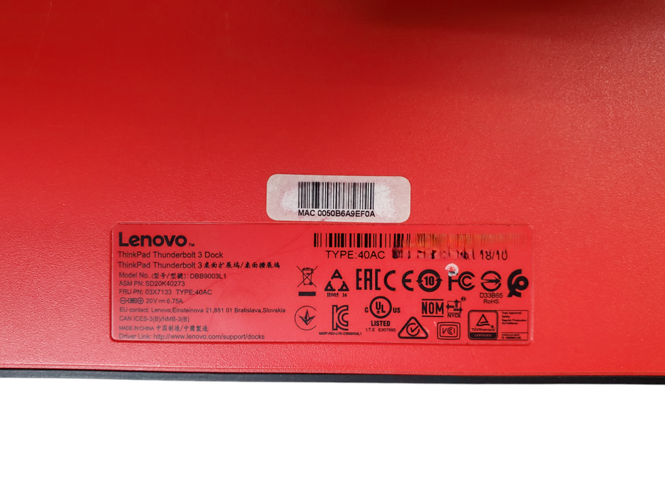 Lenovo ThinkPad Thunderbolt 3 Docking Station 40AC w/ 135W Power Adapter