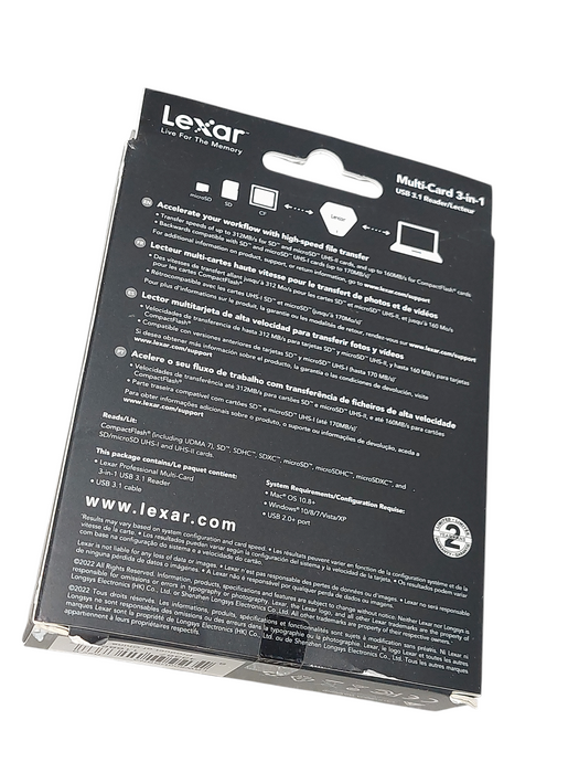 Lexar Professional Multi-Card 3 in 1 USB 3.1 Reader SD- Micro SD- Compact Flash